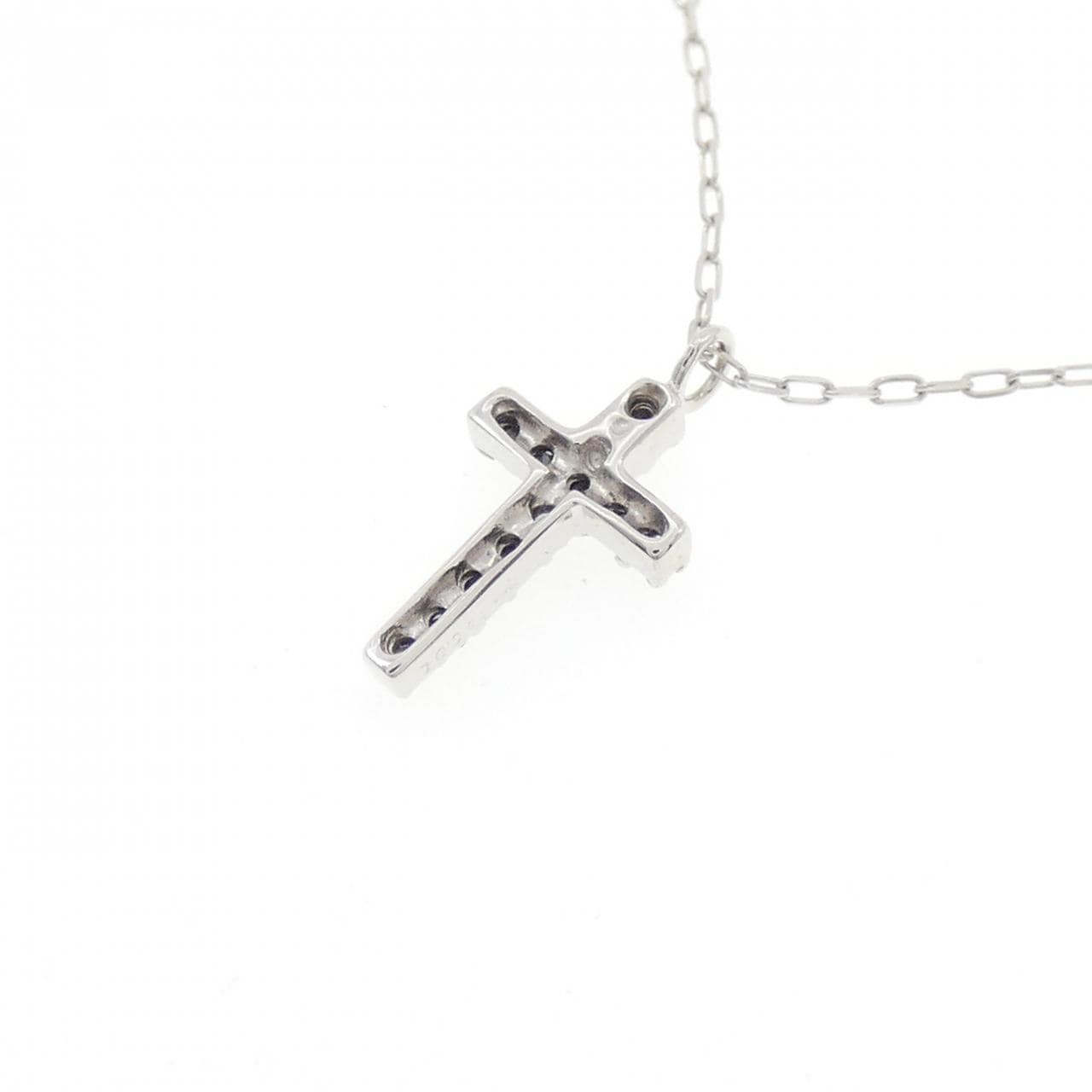 K10WG クロス ダイヤモンド ネックレス 0.08CT