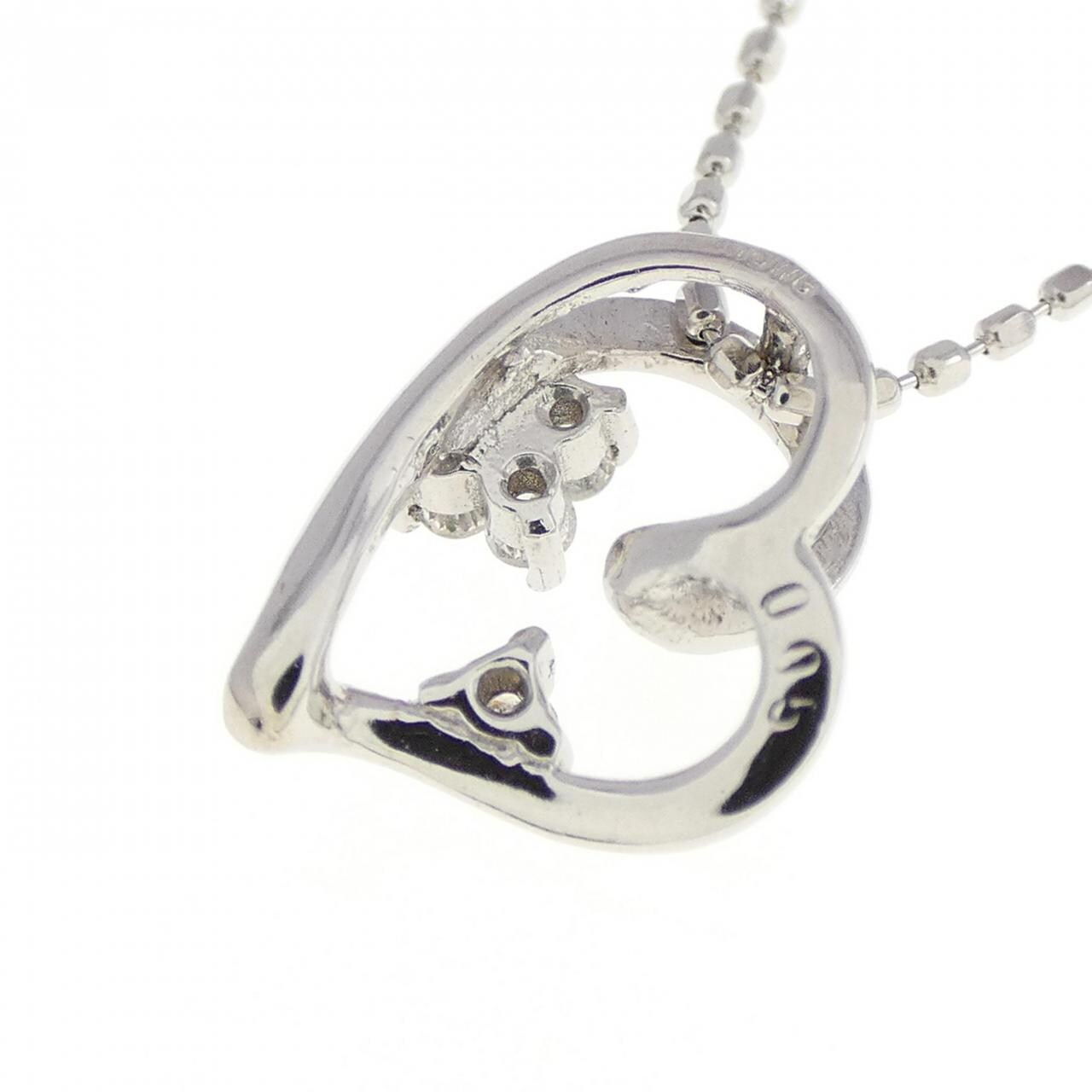 K18WG heart Diamond necklace 0.05CT