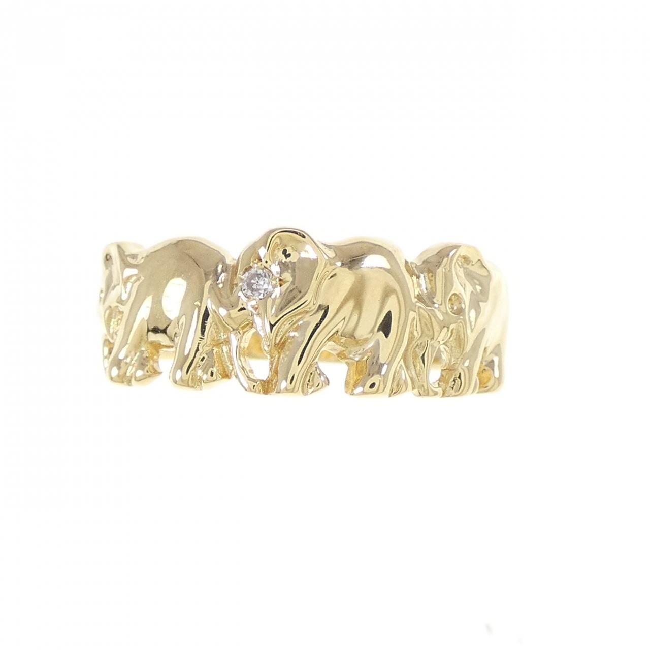 K18YG エレファント ダイヤモンド リング 0.01CT