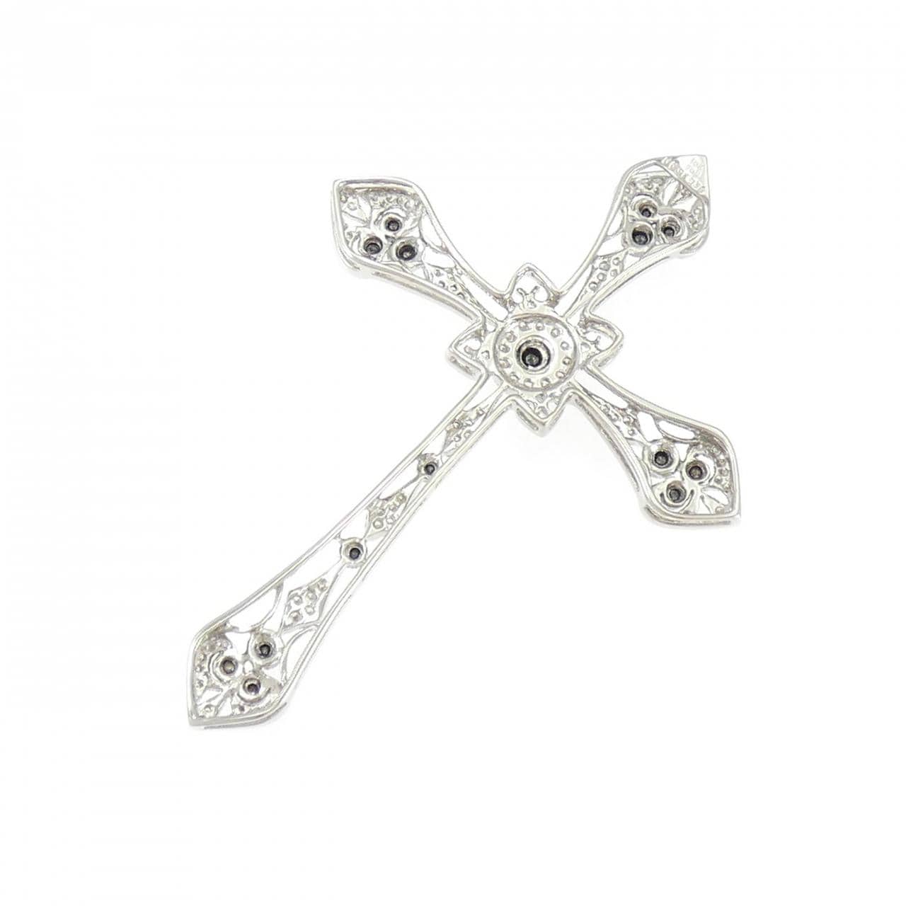 750WG/750BG クロス ダイヤモンド ペンダント 0.37CT