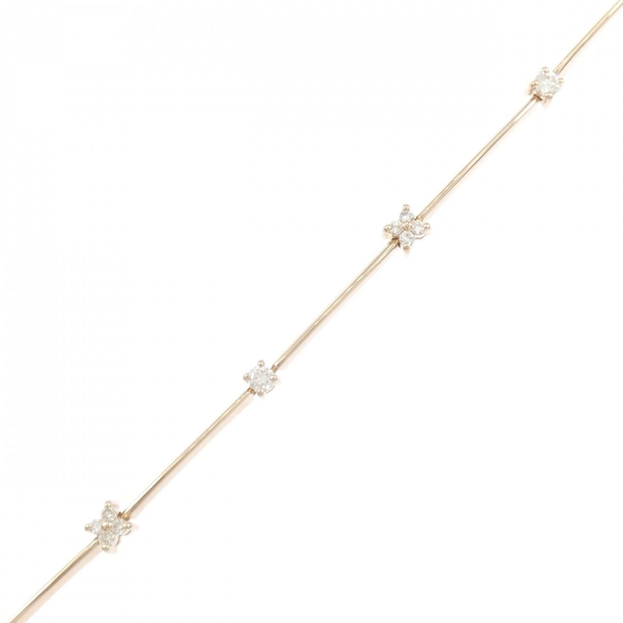 K18PG フラワー ダイヤモンド ブレスレット 0.22CT