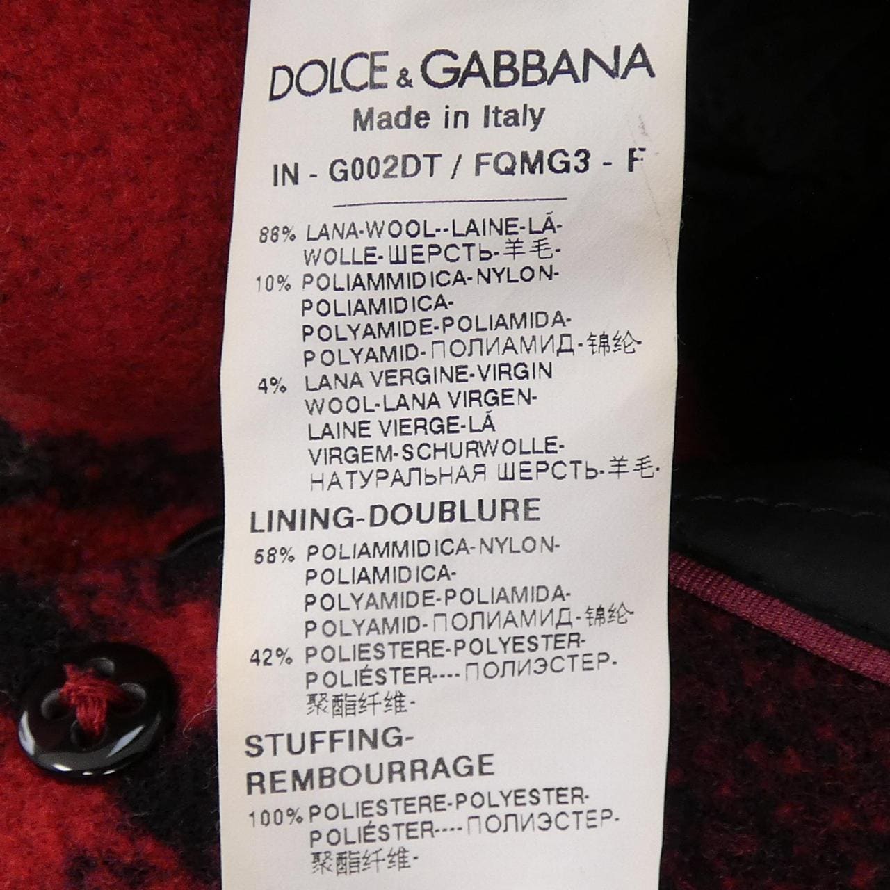 ドルチェアンドガッバーナ DOLCE&GABBANA G002DT コート