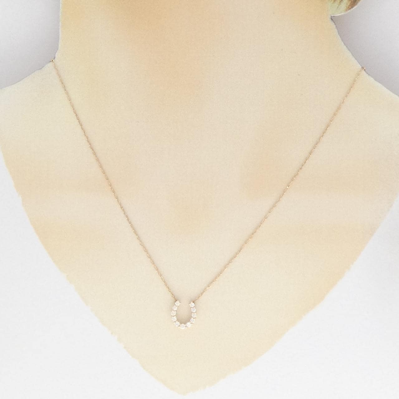 K10PG ホースシュー ダイヤモンド ネックレス 0.20CT