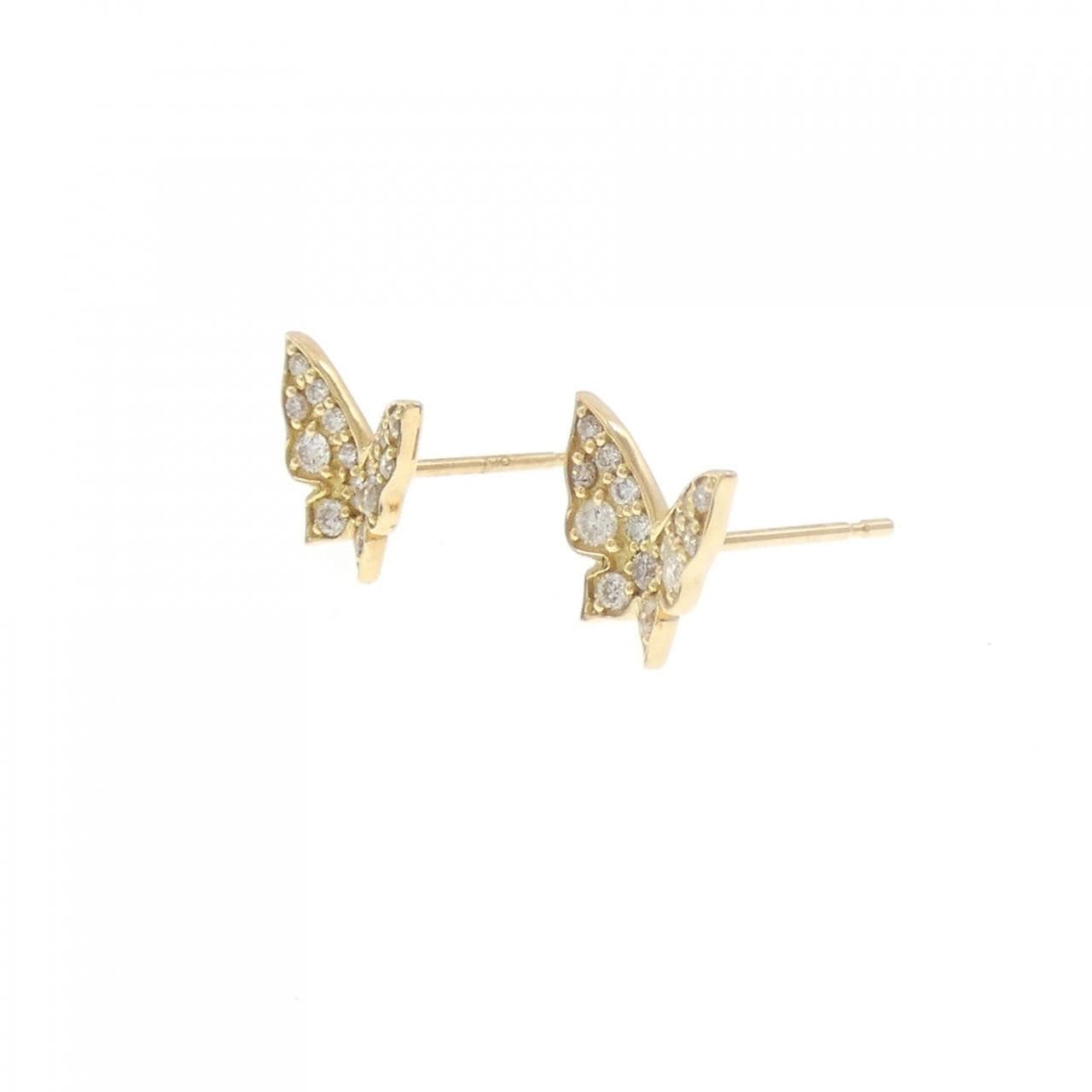 【新品】K18YG バタフライ ダイヤモンド ピアス 0.20CT