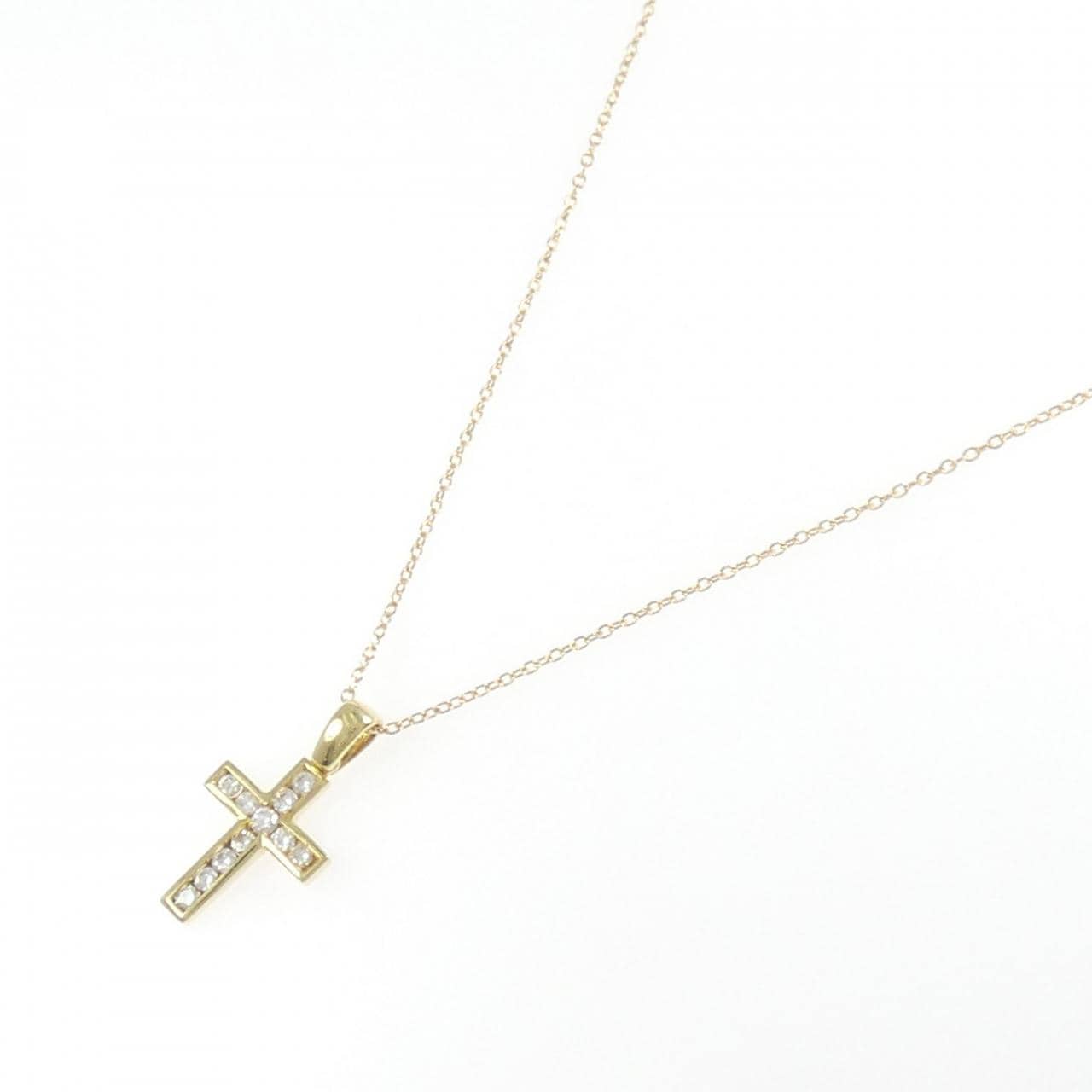 750YG/K18YG cross Diamond necklace