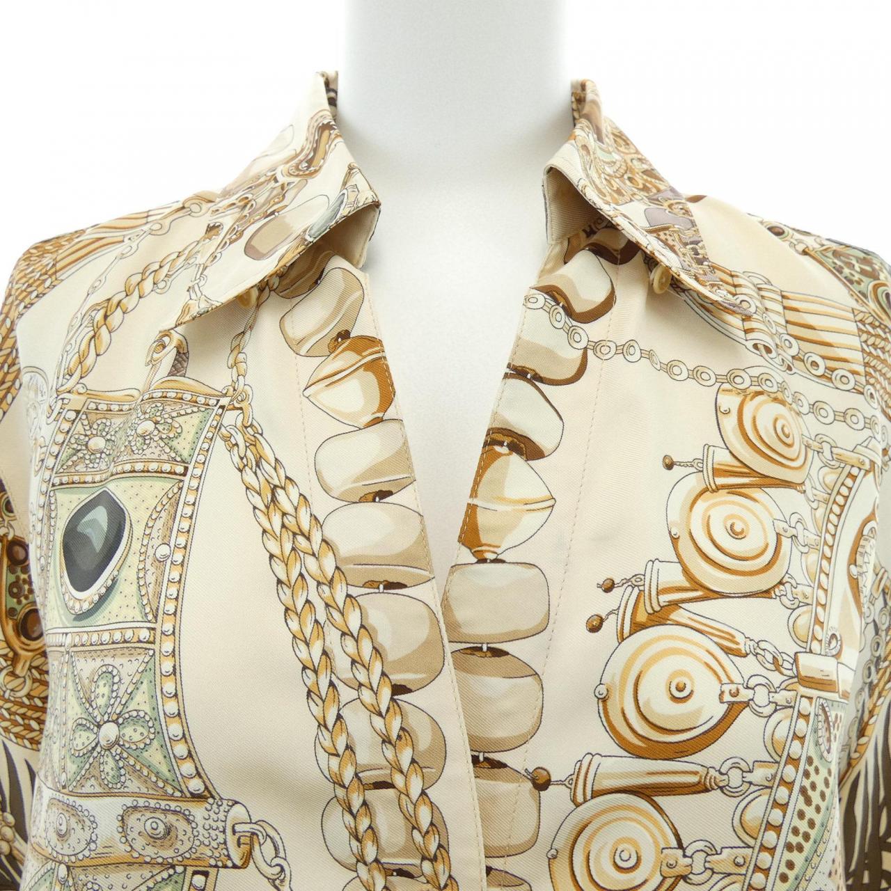 【ヴィンテージ】エルメス HERMES TERRES PRECIEUSES ツイルレーヌ. シャツ