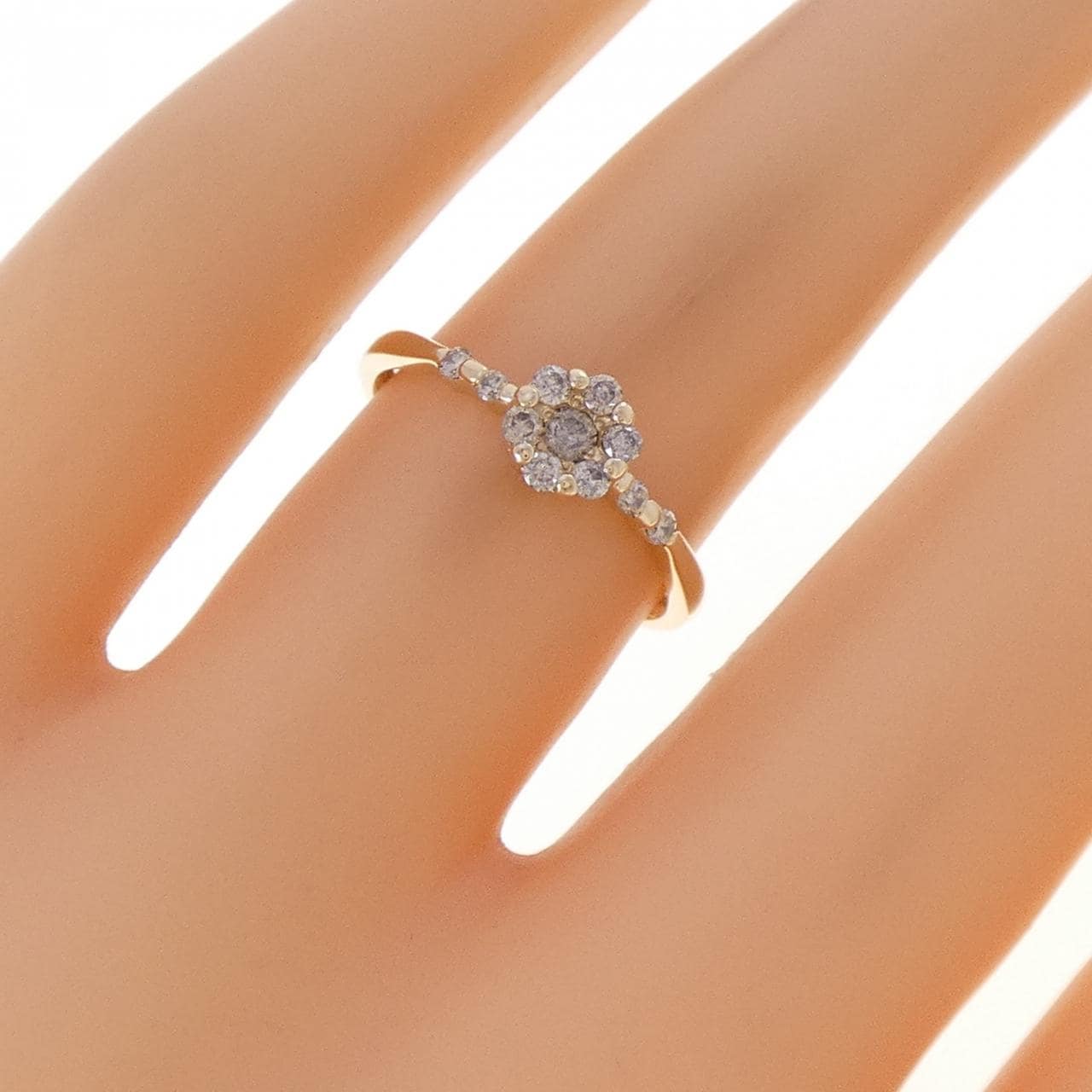 K10YG フラワー ダイヤモンド リング 0.20CT