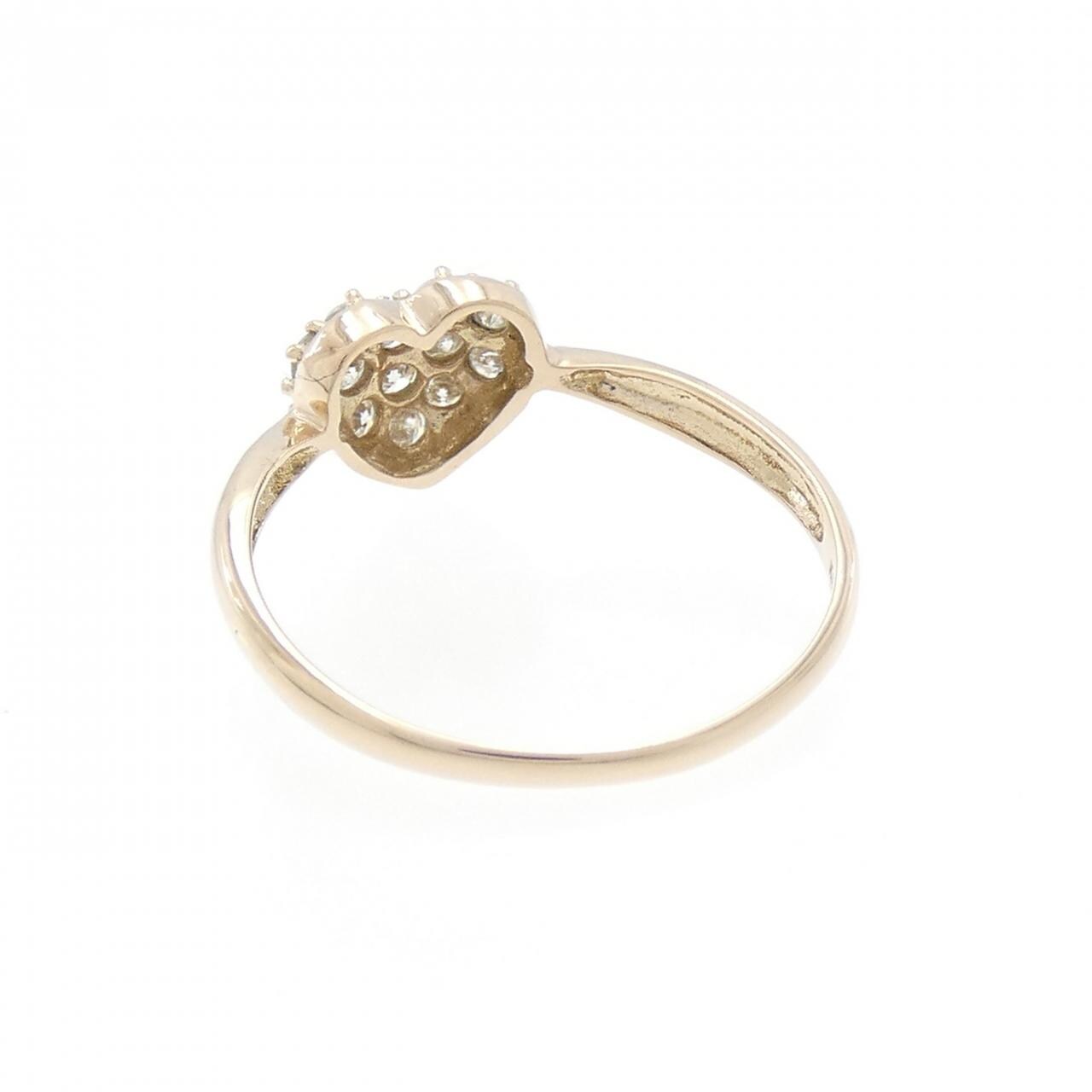 K18PG ハート パヴェ ダイヤモンド リング 0.30CT