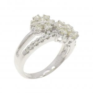 K18WG フラワー ダイヤモンド リング 1.04CT