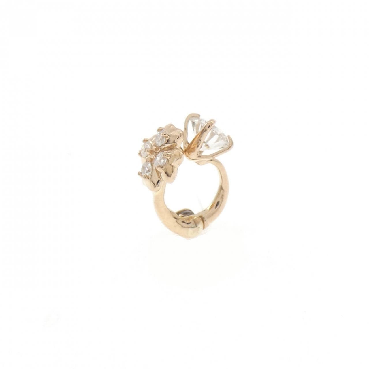 K18PG クローバー ダイヤモンド イヤリング 0.28CT 片耳