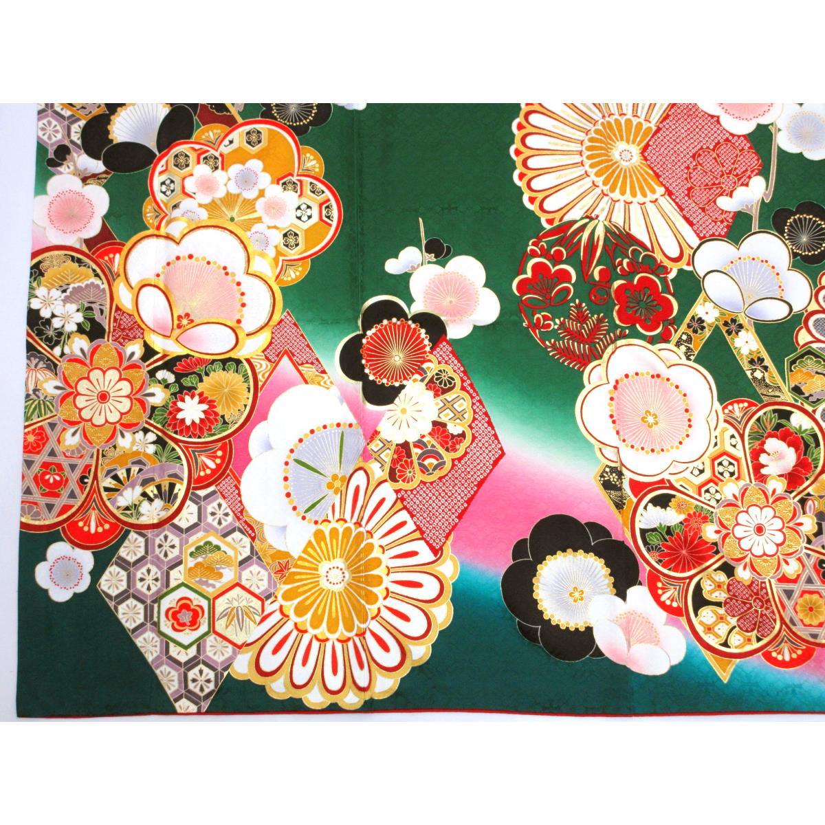 振袖　友禅金彩加工　刺繍入りボカシ染