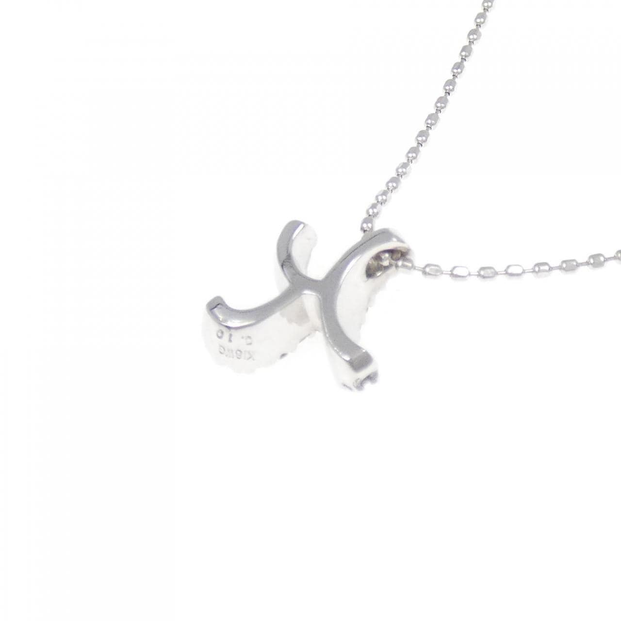 K18WG イニシャルK ダイヤモンド ネックレス 0.10CT