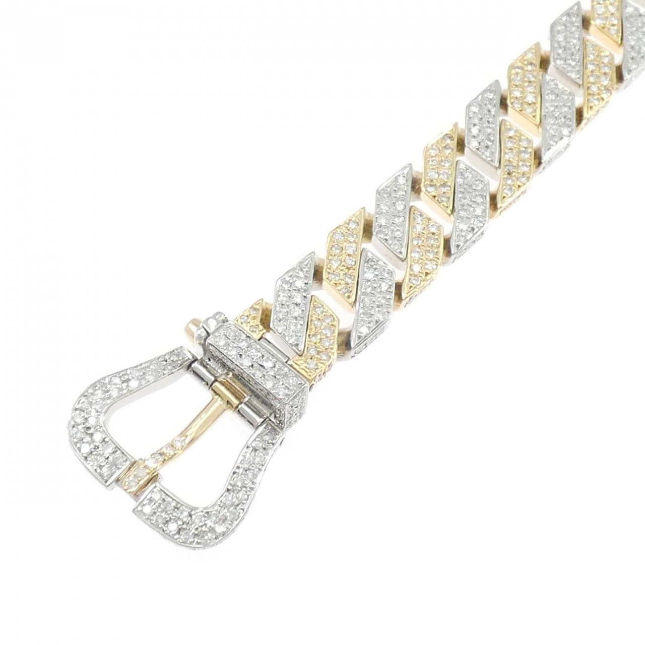 K18YG/PT850 ベルト ダイヤモンド ブレスレット 8.28CT