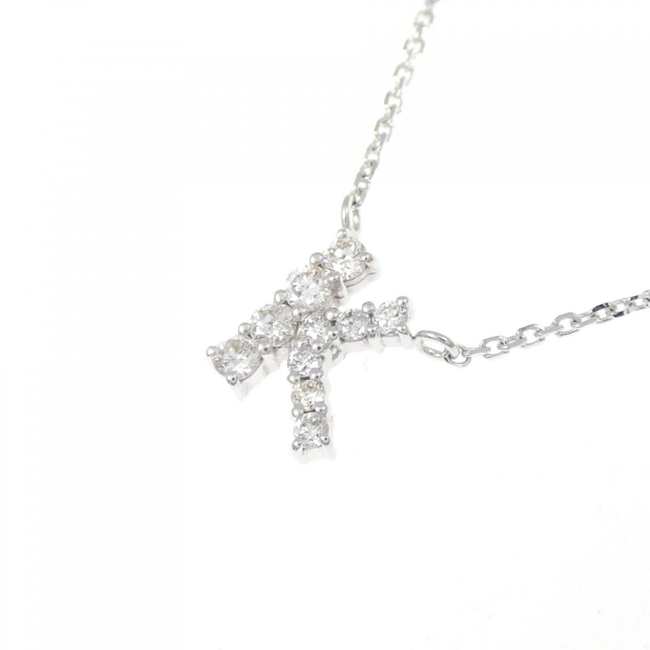 K18WG イニシャルK ダイヤモンド ネックレス 0.15CT