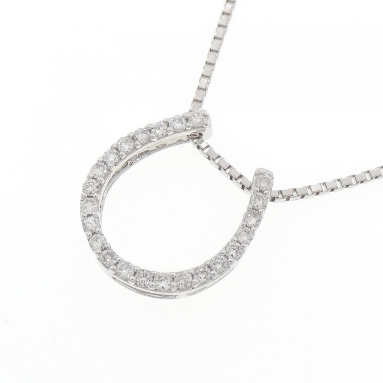 K18WG ホースシュー ダイヤモンド ネックレス 0.28CT