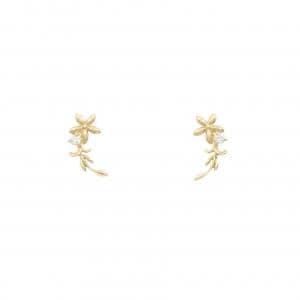 【新品】K10YG フラワー ダイヤモンド ピアス 0.04CT