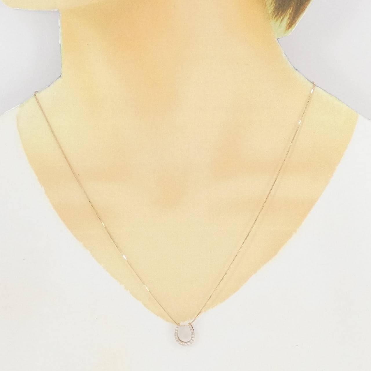 K18PG Horseshoe Diamond Necklace 0.20CT