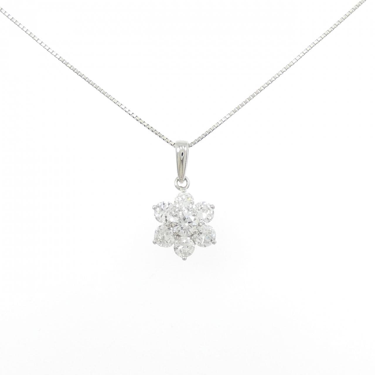 PT900/PT850 フラワー ダイヤモンド ネックレス 1.17CT