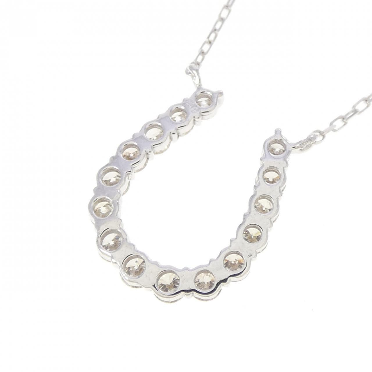K18WG ホースシュー ダイヤモンド ネックレス 0.50CT