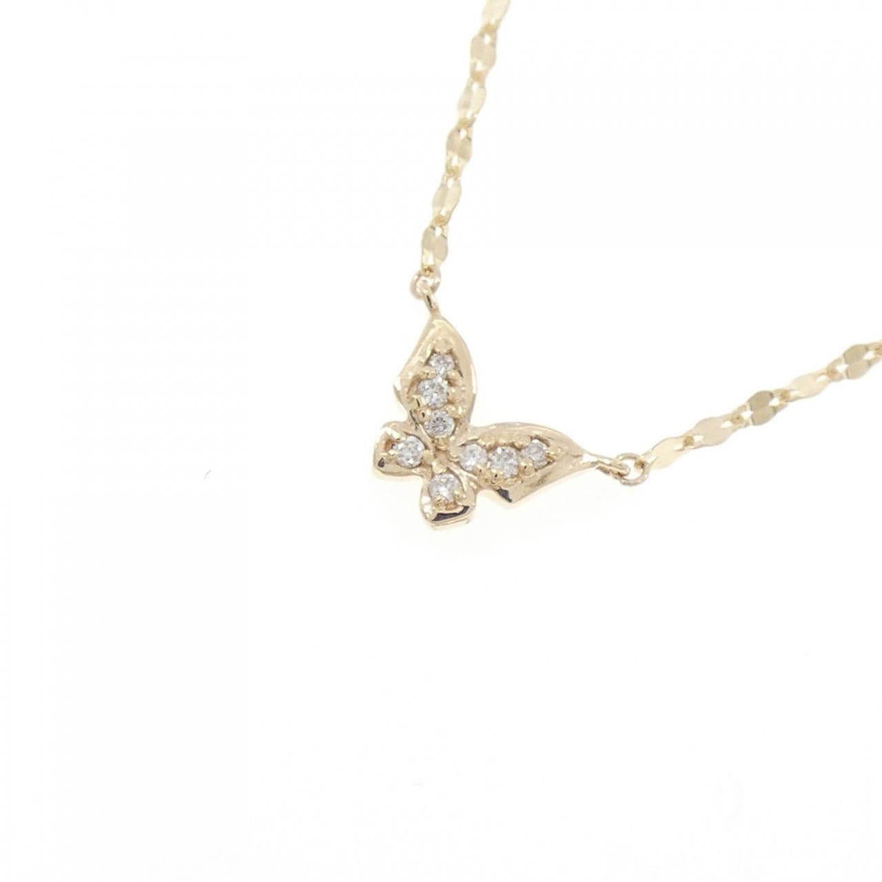 K10YG バタフライ ダイヤモンド ネックレス 0.04CT