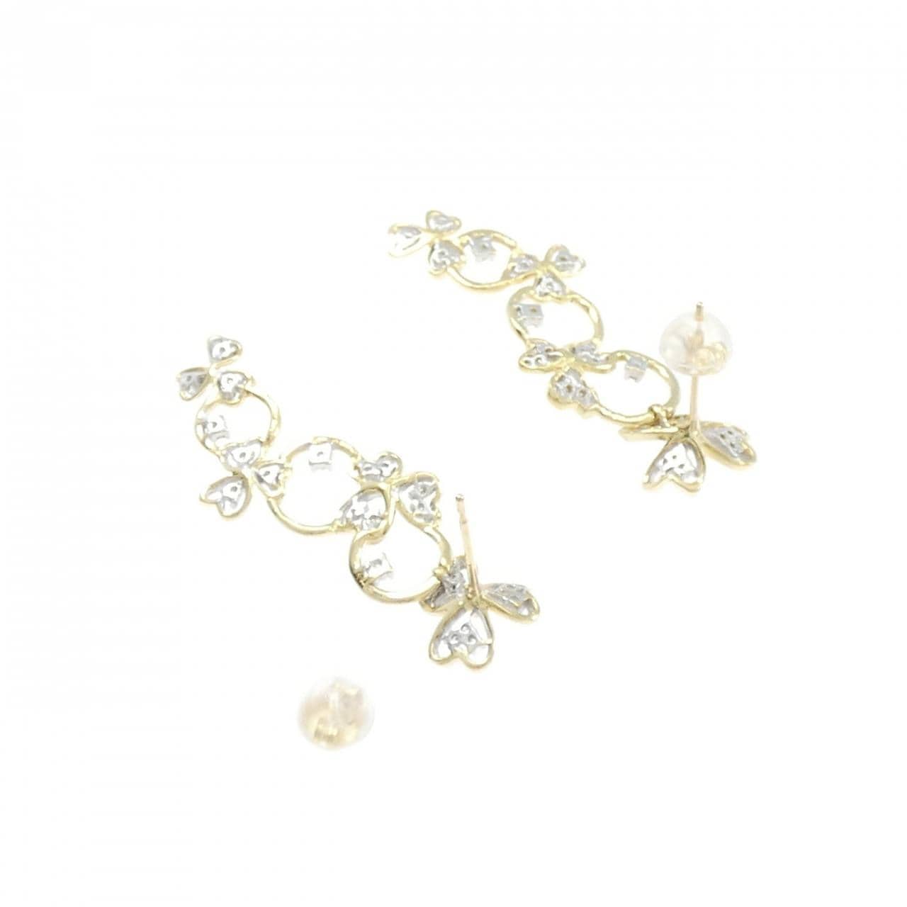 K18YG/K18WG クローバー ダイヤモンド ピアス 0.250CT