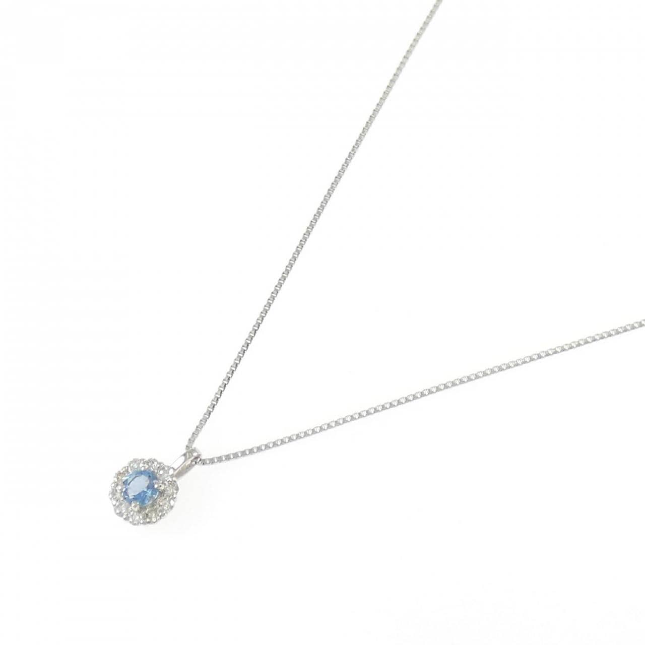 PT950/PT850 アクアマリン ネックレス 0.11CT