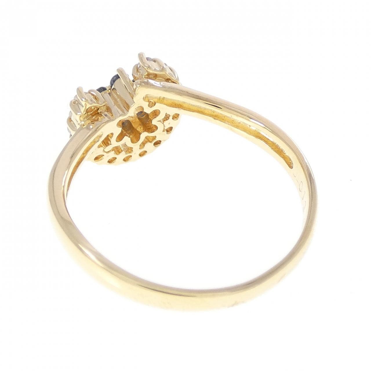 K18YG フラワー サファイヤ リング 0.13CT