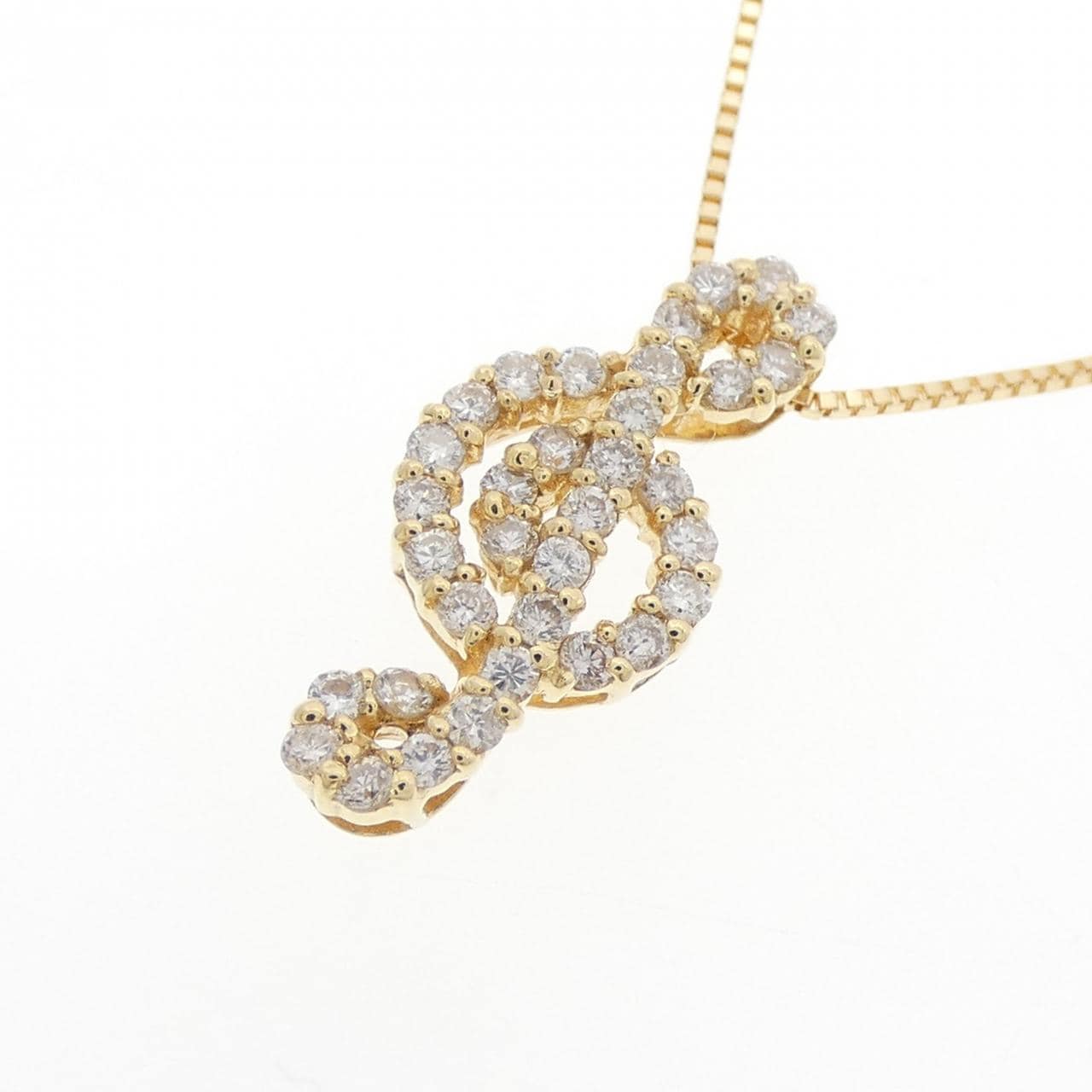 K18YG ト音記号 ダイヤモンド ネックレス 0.30CT