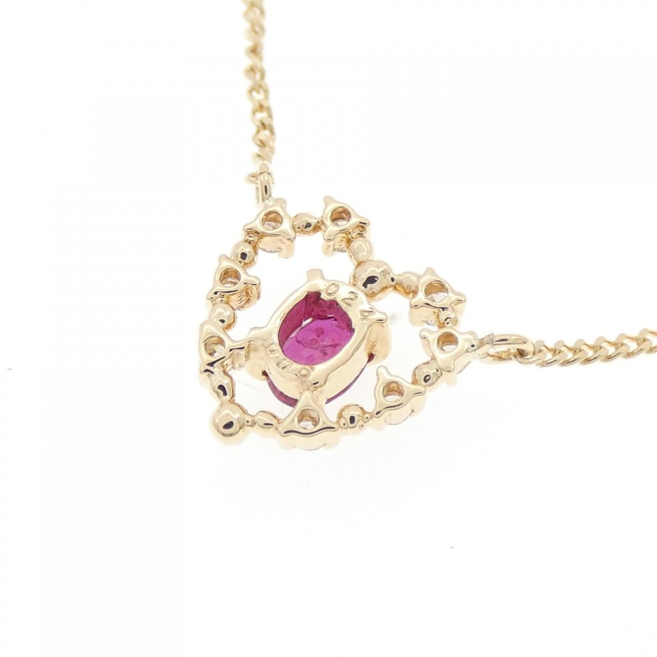 K18YG ハート ルビー ネックレス 0.24CT