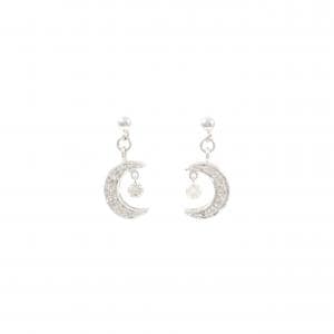 K18WG ムーン ダイヤモンド ピアス 0.30CT