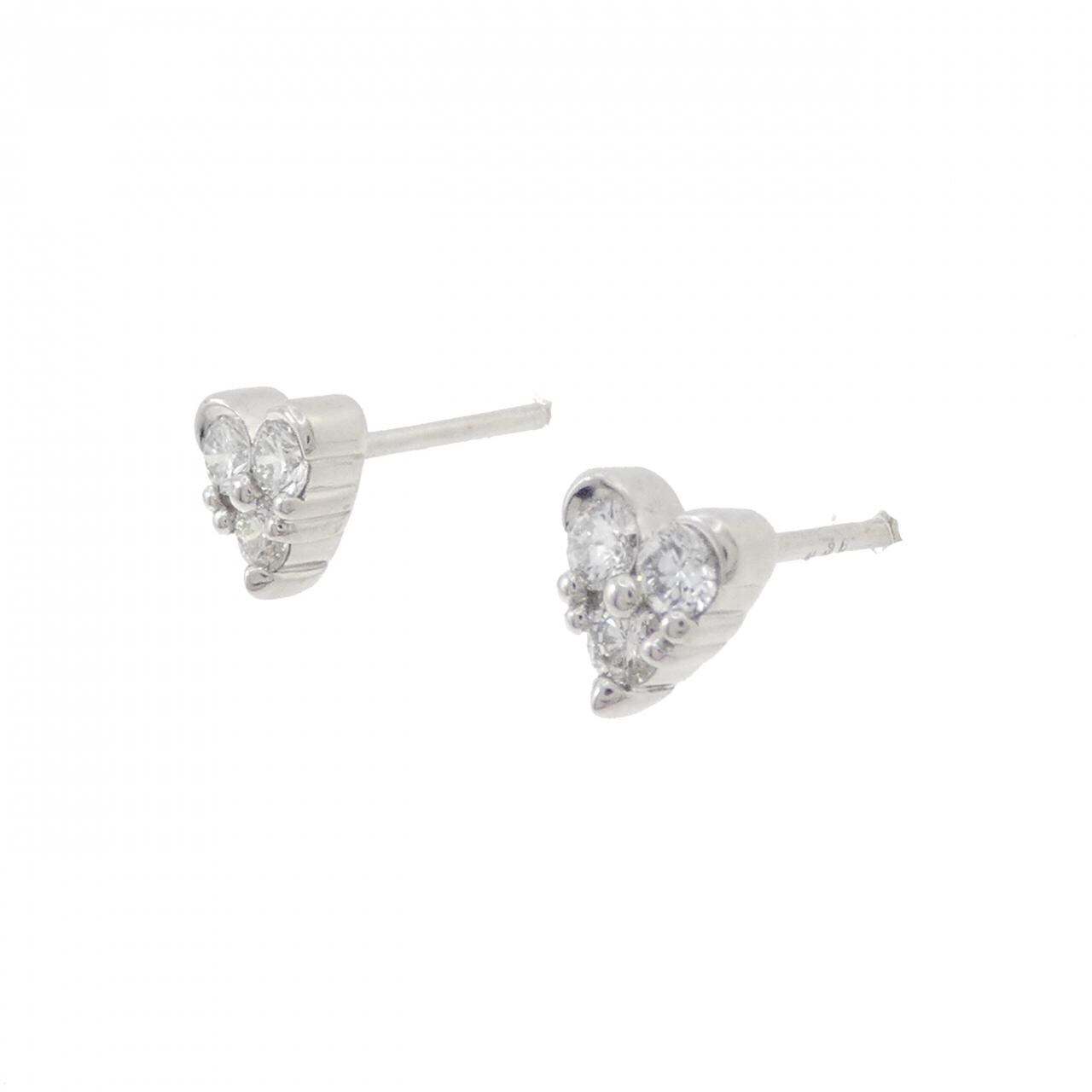K18WG ハート ダイヤモンド ピアス 0.36CT