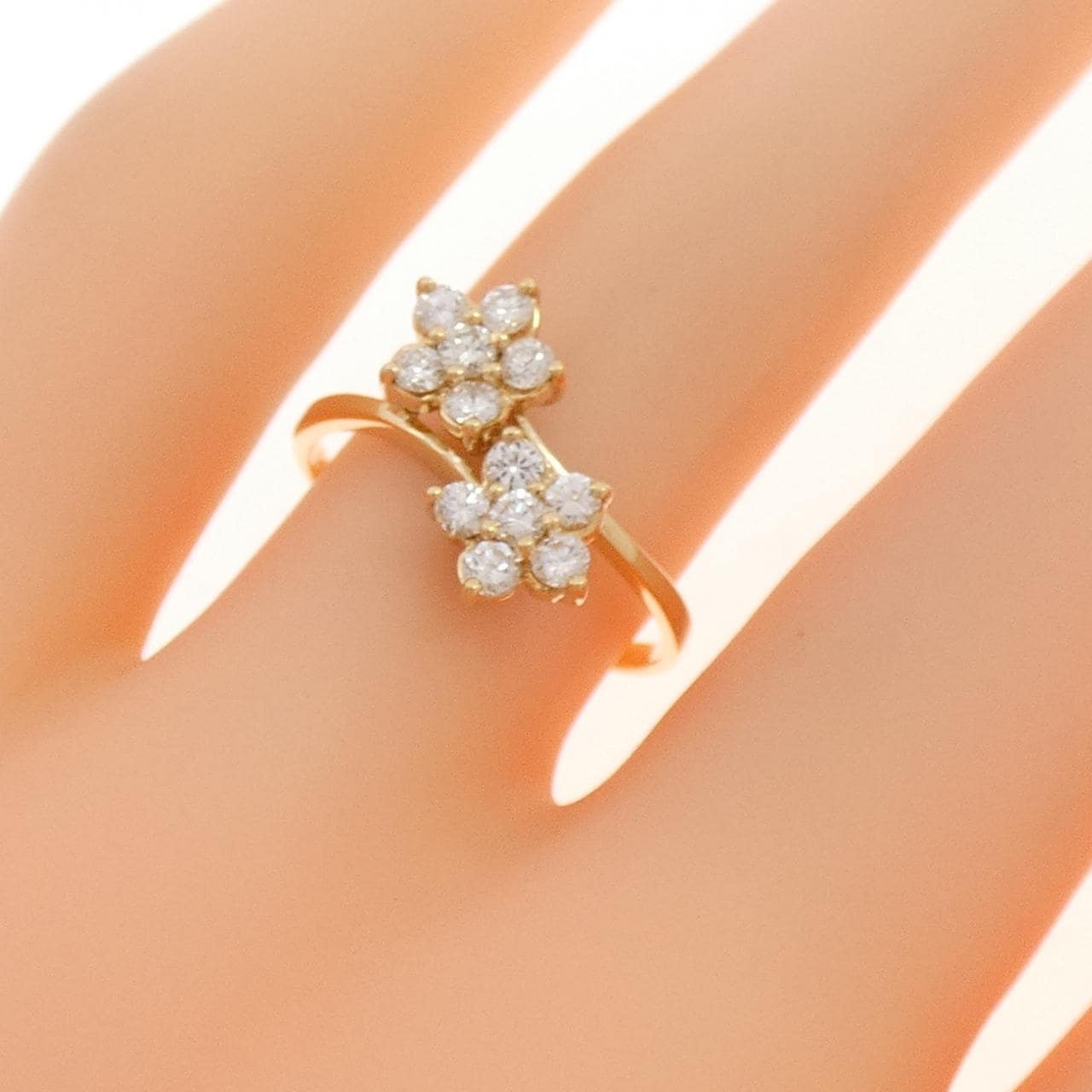 K18YG花朵鑽石戒指0.41CT