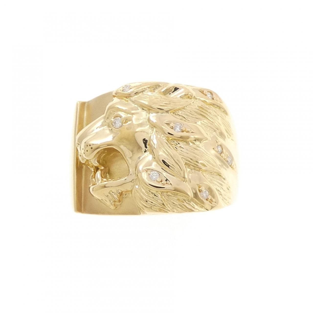K18YG ライオン ダイヤモンド リング 0.05CT