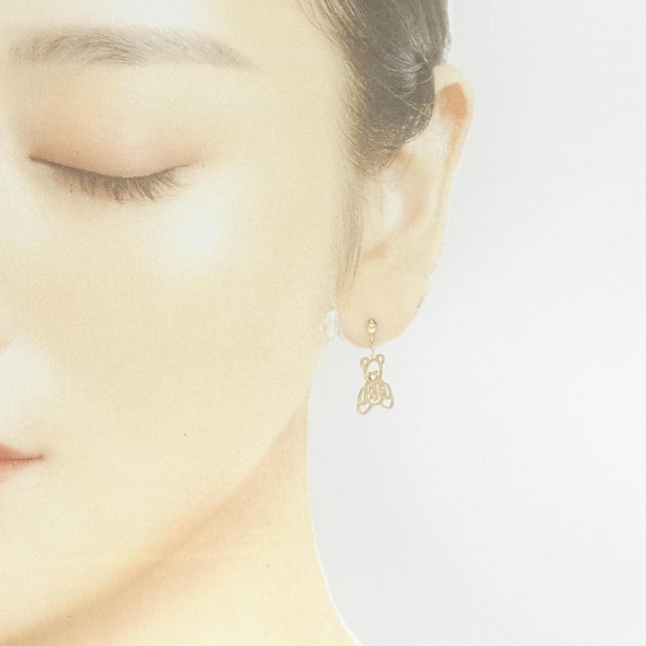 K18YG ベア ダイヤモンド ピアス 0.10CT