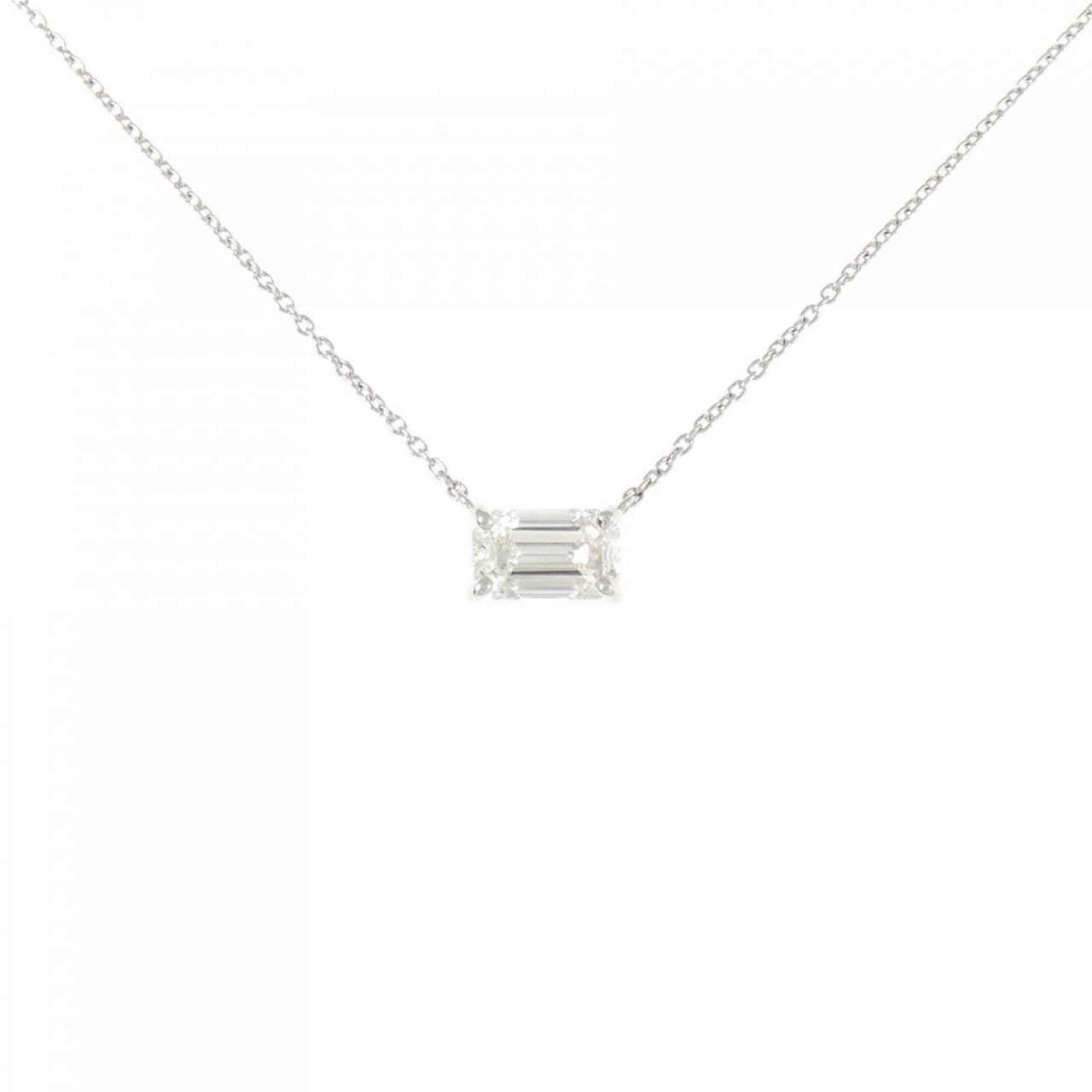 【リメイク】PT900/PT850 ダイヤモンド ネックレス 1.033CT H VS1 エメラルドカット