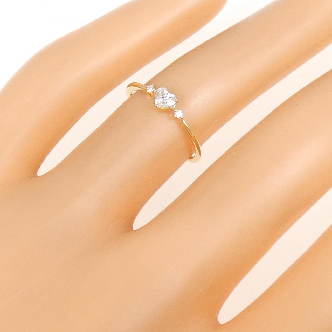 K18YG ハート ダイヤモンド リング 0.13CT