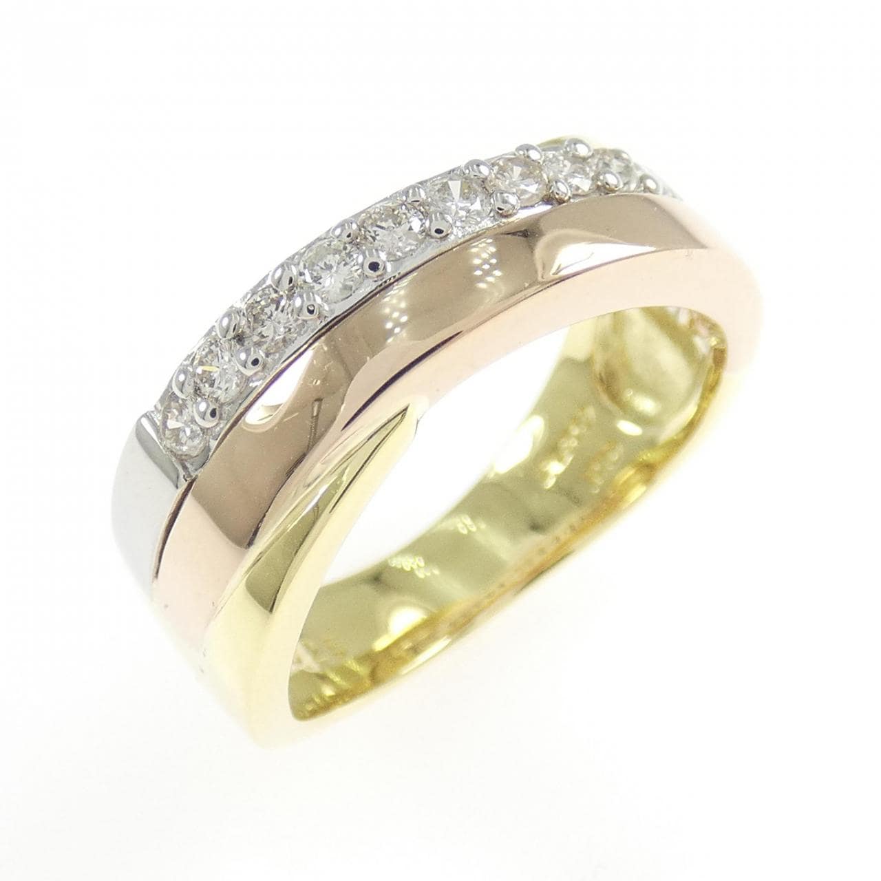 K18YG/PT900/K18PG ダイヤモンド リング 0.25CT