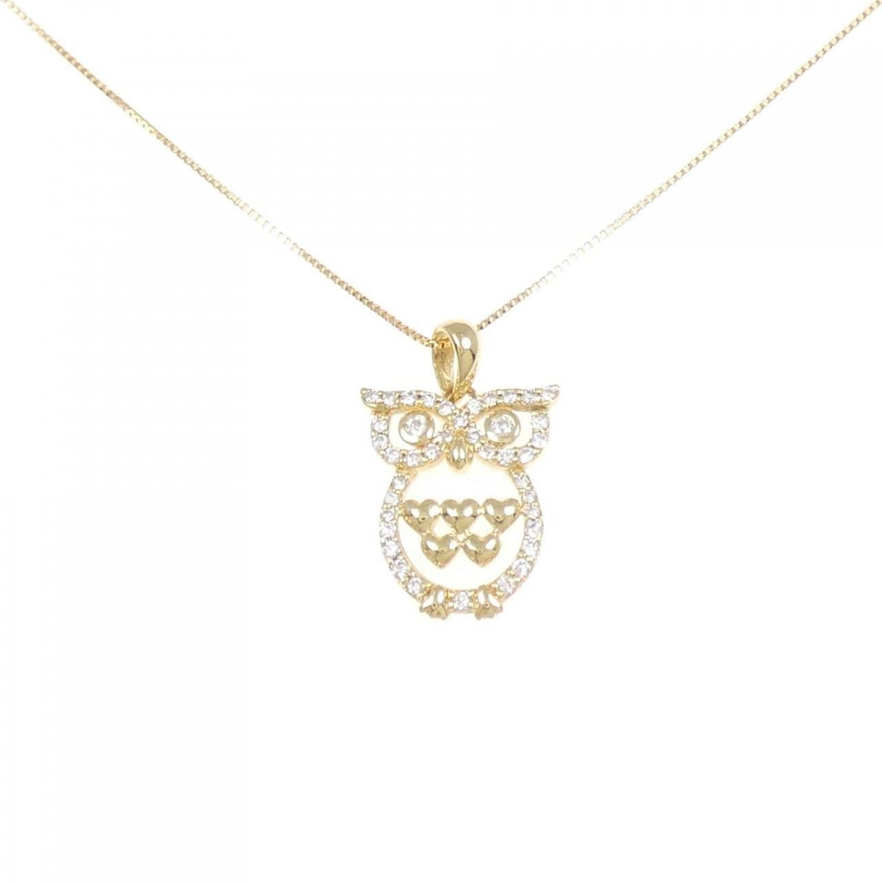 K18YG フクロウ ダイヤモンド ネックレス 0.25CT