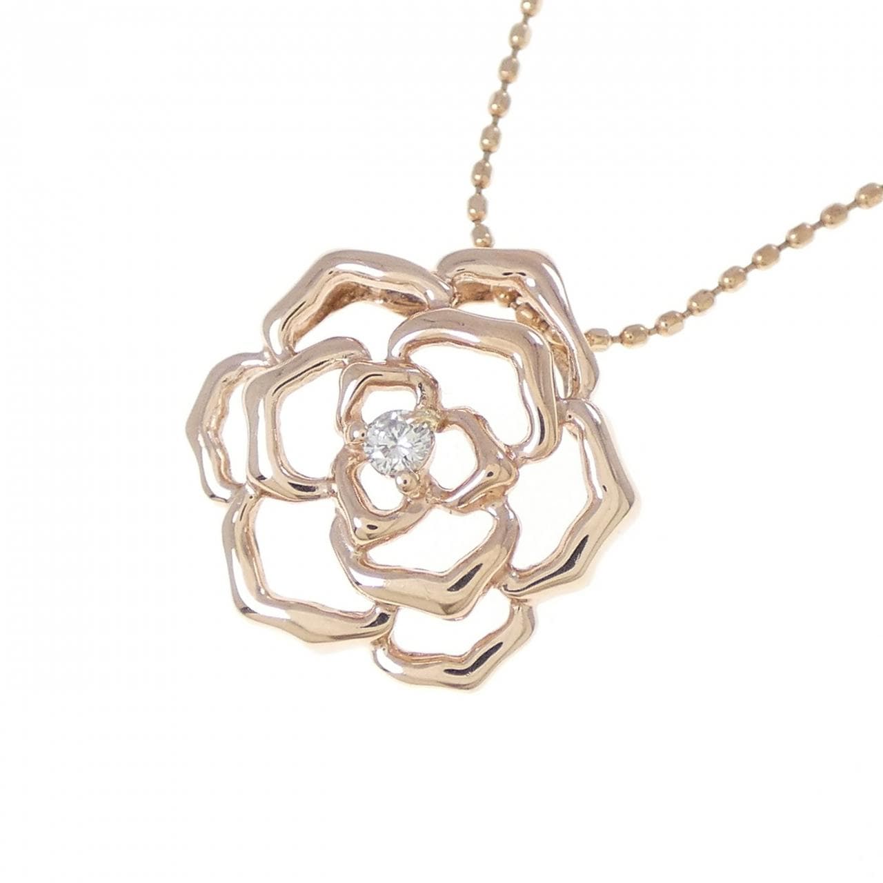 K10PG フラワー ダイヤモンド ネックレス