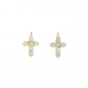 K18YG クロス ダイヤモンド ピアス 0.24CT