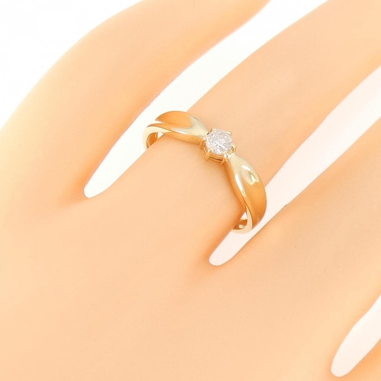 K18YG ソリティア ダイヤモンド リング 0.14CT