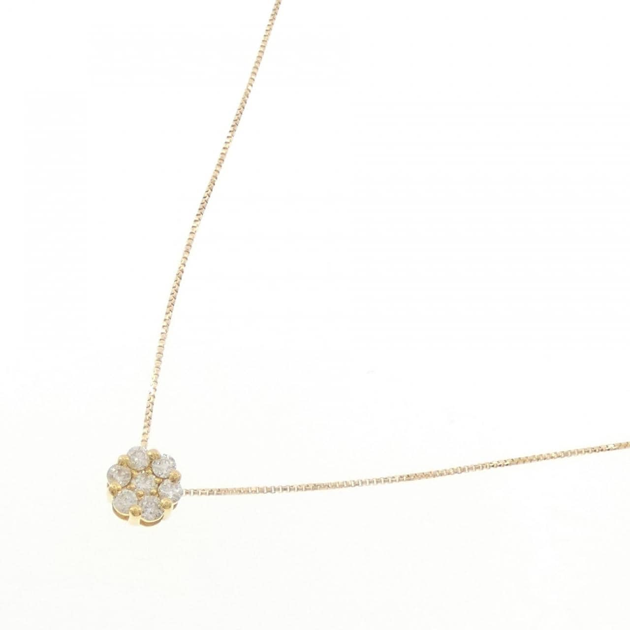 K18YG フラワー ダイヤモンド ネックレス 0.20CT