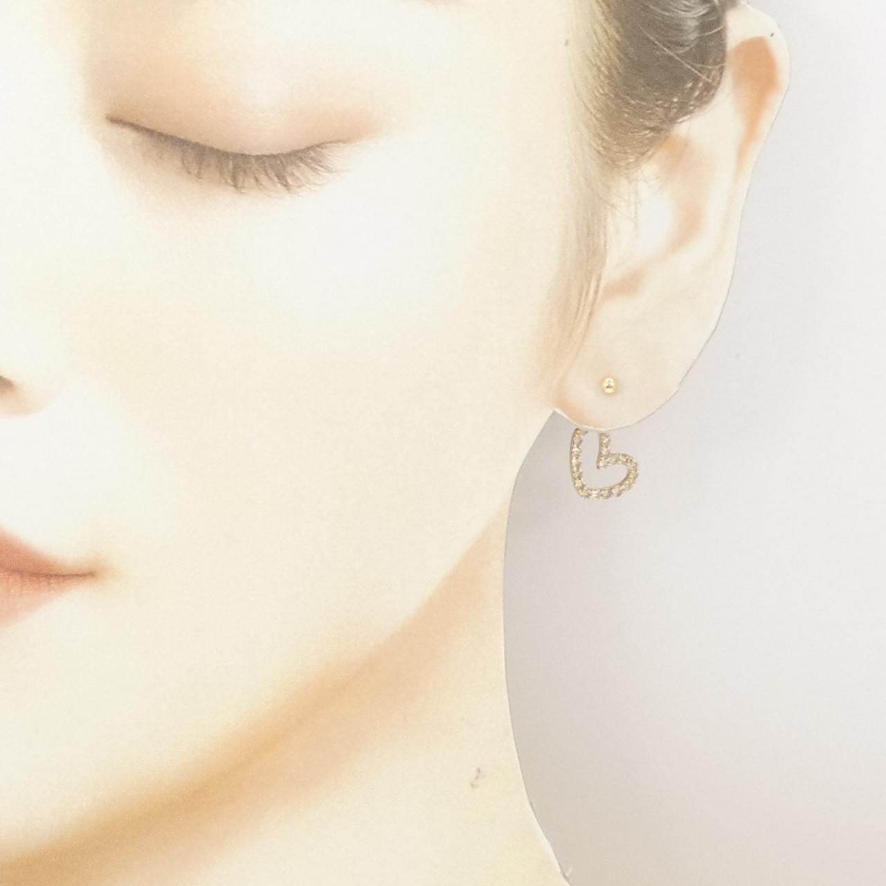 K18YG 2WAY ハート ダイヤモンド ピアス 0.86CT