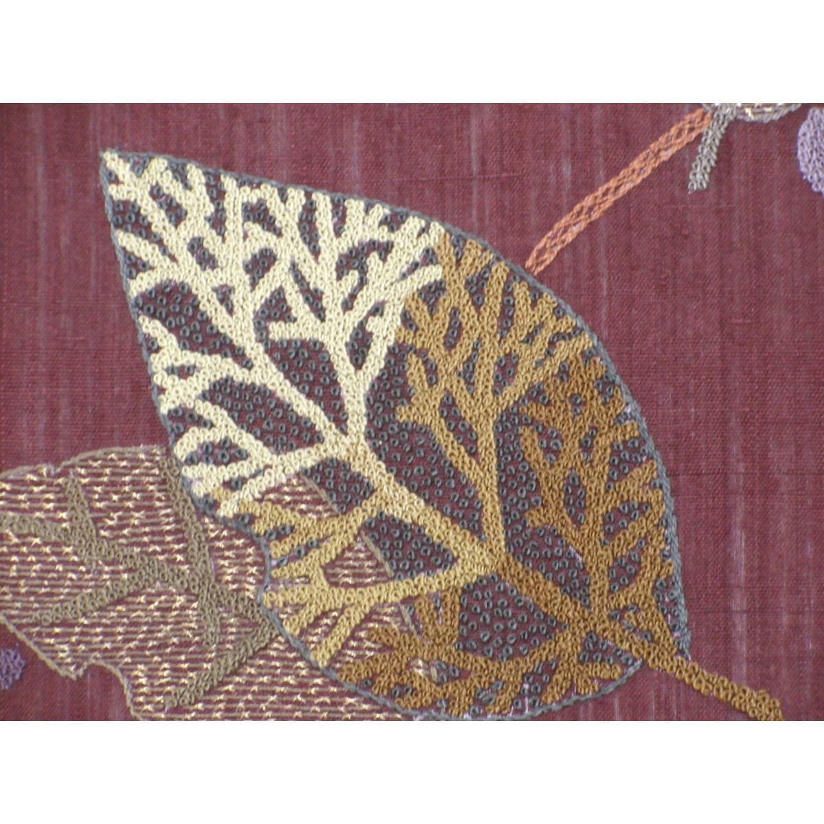 【未使用品】夏名古屋帯　刺繍加工　紬織