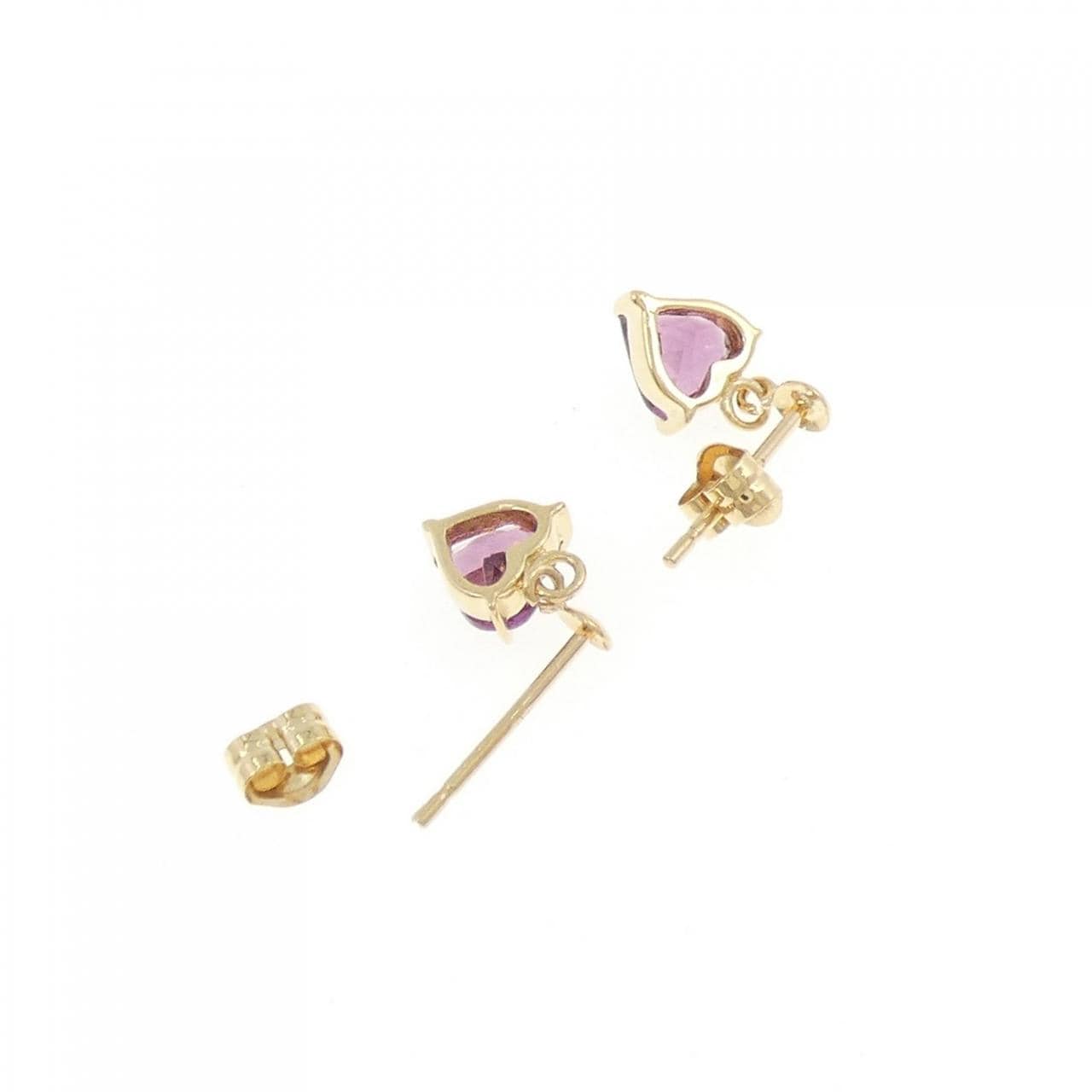 K18YG ハート ガーネット ピアス