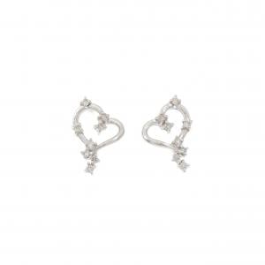 K18WG ハート ダイヤモンド ピアス 0.20CT