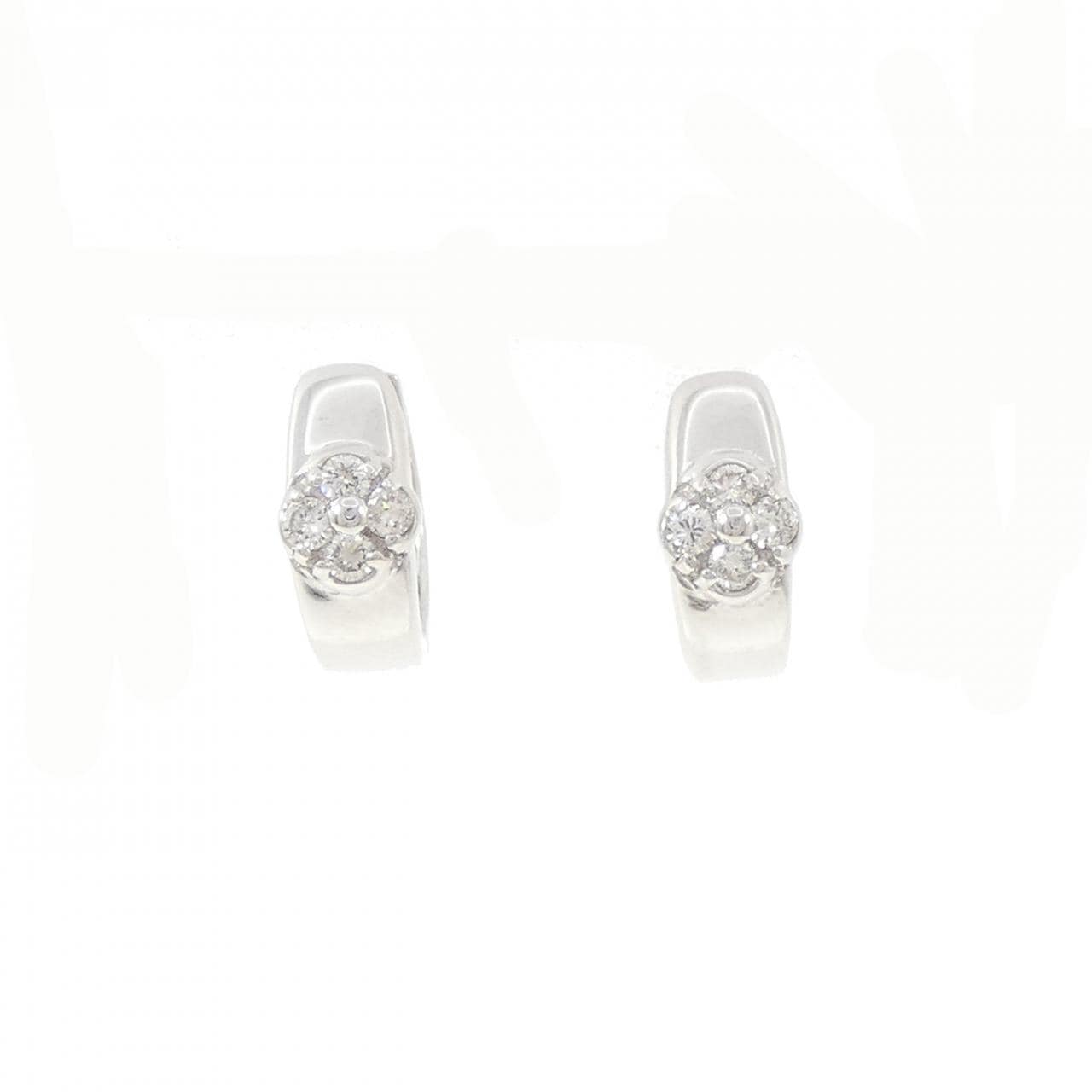 K18WG 花形鑽石耳環 0.16CT