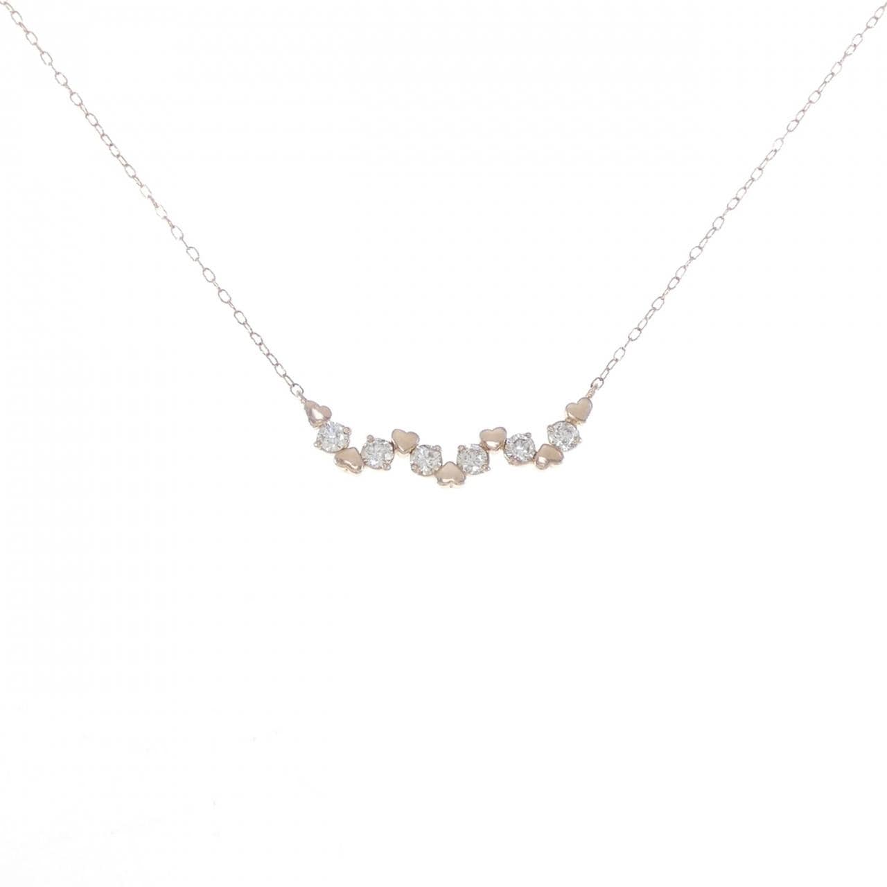 K18PG ハート ダイヤモンド ネックレス 0.30CT