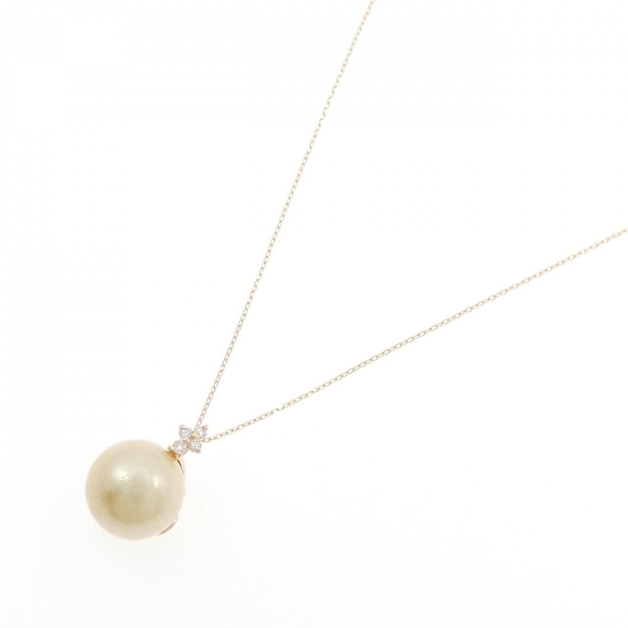 K10YG 白蝶パール ネックレス 10mm