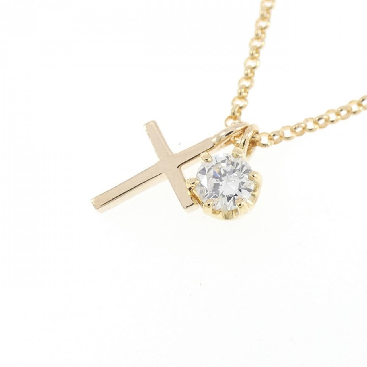 K18YG クロス ダイヤモンド ネックレス 0.121CT